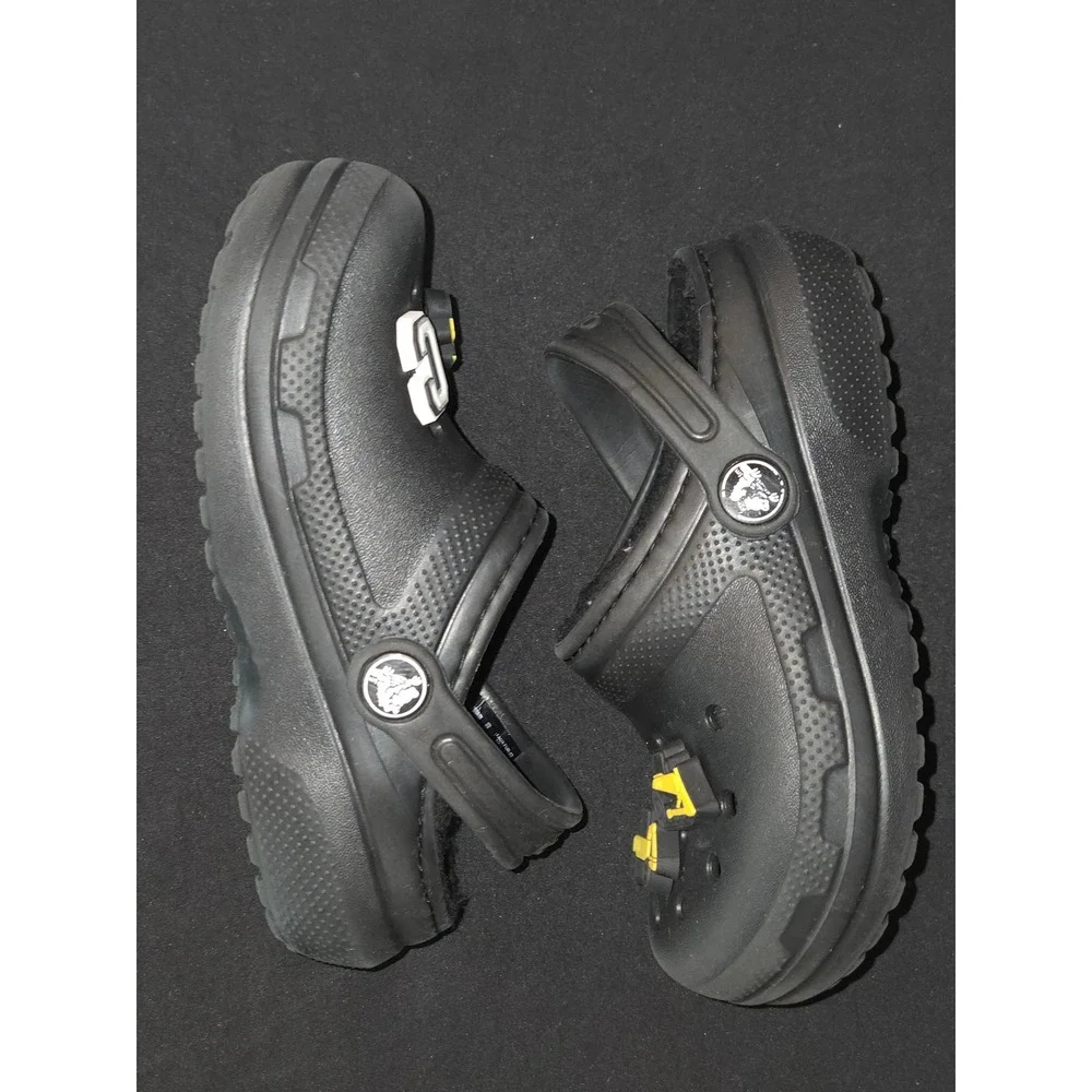 Kids Crocs Classic fur Lined Clog Black‎ Fuzz Toddler Boy Construction Size 10